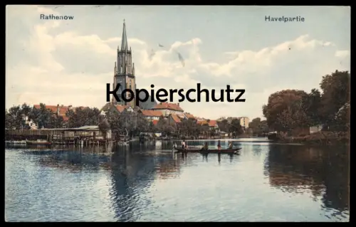 ALTE POSTKARTE RATHENOW HAVELPARTIE PARTIE AN DER HAVEL Ansichtskarte