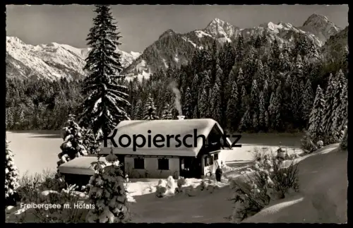 ÄLTERE POSTKARTE FREIBERGSEE MIT HÖFATS IM WINTER BEI OBERSTDORF