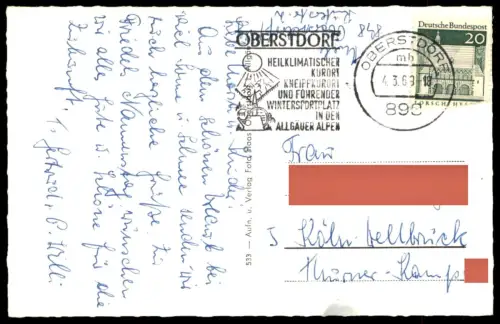 ÄLTERE POSTKARTE FREIBERGSEE MIT HÖFATS IM WINTER BEI OBERSTDORF