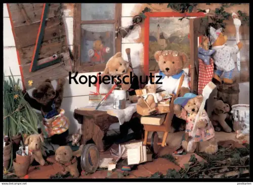 ÄLTERE POSTKARTE TEDDYBÄR ALS MALER Teddybären Teddy Bären Bär bear ours postcard AK