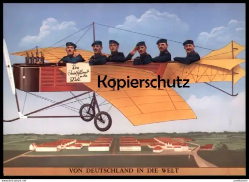 ÄLTERE POSTKARTE FLUGZEUG PHOTOMONTAGE SOLDATEN LAGER Fotomontage Montage photo militaires en avion