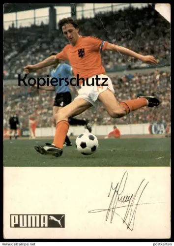ÄLTERE POSTKARTE JOHAN CRUIJFF AUTOGRAMM-KARTE FUSSBALL VOETBALL BARCELONA PUMA Ansichtskarte
