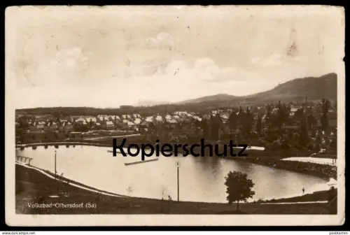 ALTE POSTKARTE VOLKSBAD OLBERSDORF BEI ZITTAU 1941 SCHWIMMBAD BAD FREIBAD
