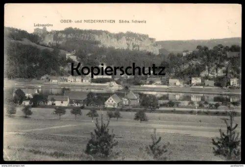 ALTE POSTKARTE OBERRATHEN NIEDRRATHEN RATHEN SÄCHSISCHE SCHWEIZ LOKOMOTIVE Ansichtskarte postcard cpa
