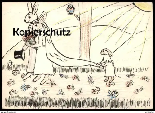 ALTE ORIGINAL KÜNSTLER POSTKARTE HASEN HOCHZEIT 1937 BRAUT AK Ansichtskarte postcard cpa