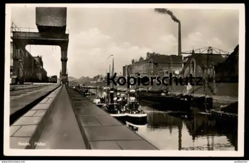 ALTE POSTKARTE NEUSS HAFEN FRACHTSCHIFF Schiff harbour cargo ship port Ansichtskarte AK cpa postcard