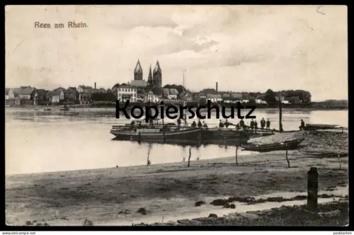 ALTE POSTKARTE REES AM RHEIN SCHIFF FÄHRE BOOT Ansichtskarte AK cpa postcard