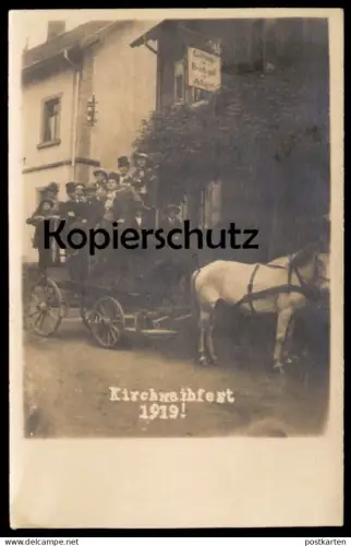 ALTE POSTKARTE GASTHAUS ZUR REICHSPOST A. RUSERT ? KIRCHWEIHFEST 1919 KUTSCHE HESSEN Kirmes