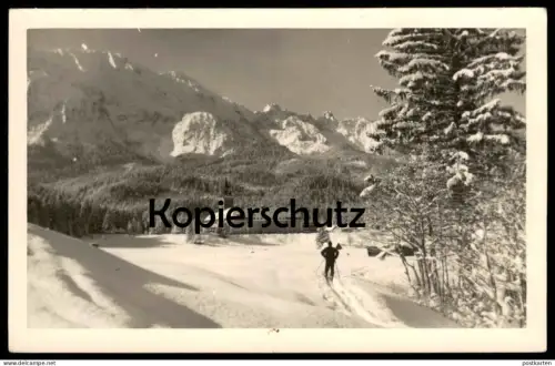 ALTE POSTKARTE SCHLOSS ELMAU PANORAMA WINTER SKI-LANGLAUF KRÜN BAYERN SCHNEE AK cpa