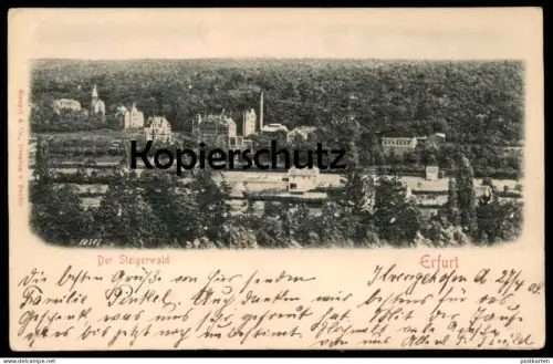 ALTE PRÄGE-POSTKARTE ERFURT DER STEIGERWALD RELIEFKARTE