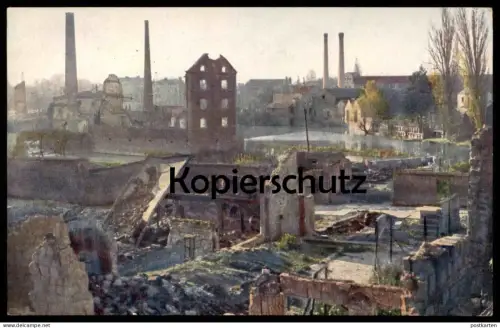 ALTE POSTKARTE RETHEL ZERSCHOSSENDER STADTTEIL 1916 1. WELTKRIEG cpa AK