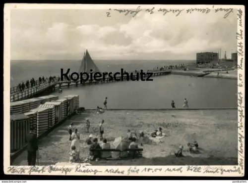 ALTE POSTKARTE WILHELMSHAVEN AM STRANDE Strand Panorama Segelboot Ansichtskarte AK cpa postcard