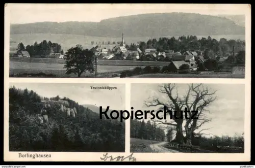 ALTE POSTKARTE BORLINGHAUSEN TEUTONIAKLIPPEN EICHE PANORAMA WILLEBADESSEN IN WESTFALEN oak tree Ansichtskarte postcard