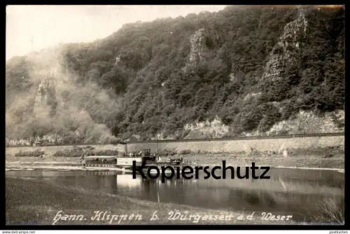 ALTE POSTKARTE HANNOVERSCHE KLIPPEN BEI WÜRGASSEN AN DER WESER BEVERUNGEN DAMPFER SCHIFF Ansichtskarte AK cpa postcard