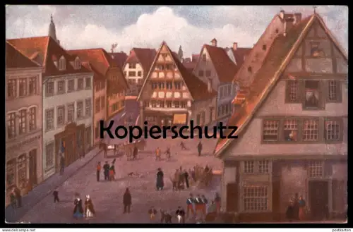 ALTE KÜNSTLER POSTKARTE OSNABRÜCK DER NICOLAIORT UM DIE MITTE DES 19. JAHRHUNDERTS Ansichtskarte AK cpa postcard