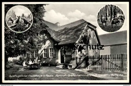 ALTE POSTKARTE RADIS AUSFLUGSLOKAL PAPSTHAUS KEMBERG FERNRUF GRÄFENHAINICHEN SPEISEN SACHSEN-ANHALT Ansichtskarte AK cpa