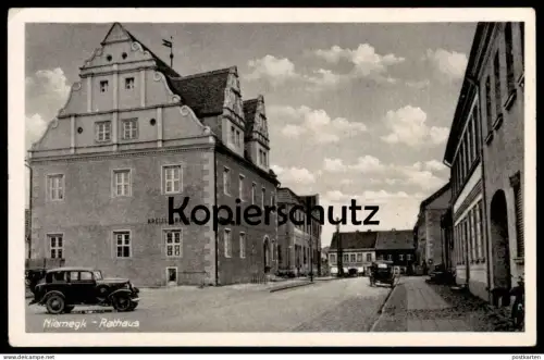 ALTE POSTKARTE NIEMEGK RATHAUS KREISSPARKASSE AUTO FIAT 518 KREIS ZAUDI-BELZIG Brandenburg Ansichtskarte AK cpa postcard