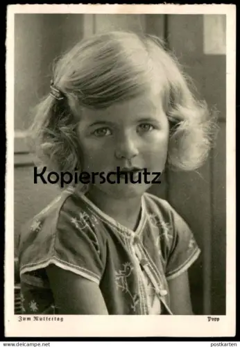 ALTE POSTKARTE ZUM MUTTERTAG MÄDCHEN MIT HAARSPANGE KIND 1937 POPP enfant child girl Ansichtskarte AK cpa postcard