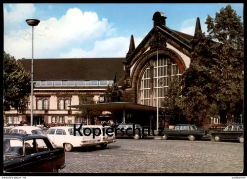 ÄLTERE POSTKARTE OSNABRÜCK HAUPTBAHNHOF TAXI SCHWARZE TAXEN black cab Ansichtskarte postcard cpa AK