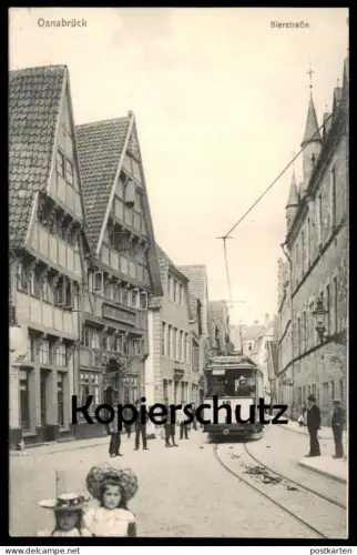 ALTE POSTKARTE OSNABRÜCK BIERSTRASSE MÄDCHEN STRASSENBAHN WAGEN 16 ZIEL HAUPTBAHNHOF Ansichtskarte postcard cpa AK