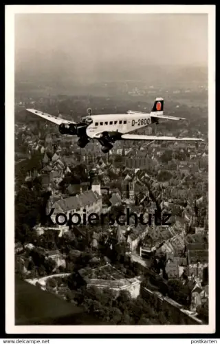 ALTE POSTKARTE NÜRNBERG DER REICHSPARTEITAG DAS FLUGZEUG DES FÜHRERS ÜBER DER BURG LUFTHANSA TANTE JU JUNKERS postcard