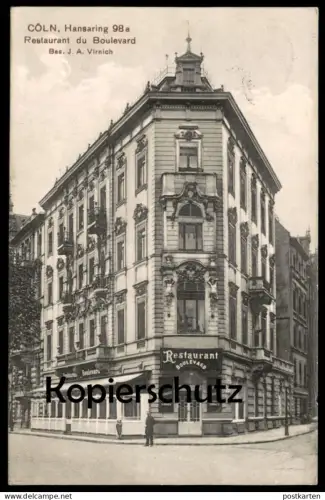 ALTE POSTKARTE CÖLN HANSARING 98a RESTAURANT DU BOULEVARD BESITZER J. A. VIRNICH KÖLN Ansichtskarte AK cpa postcard