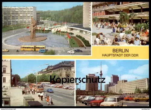 ÄLTERE POSTKARTE BERLIN HAUPTSTADT DER DDR BUS LENINPLATZ RATHAUSSTRASSE Trabant Wartburg Skoda Ansichtskarte postcard