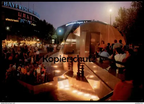 ÄLTERE POSTKARTE BERLIN BRUNNEN AN DER GEDÄCHTNISKIRCHE NACHT Springbrunnen Architektur fountain fontaine postcard cpa