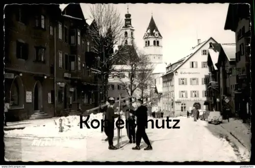 ÄLTERE POSTKARTE KITZBÜHEL 1957 SKIURLAUB SKI SCHNEE WINTER TIEFENBRUNNER GOLDENE GANS AUTOS Ansichtskarte cpa postcard