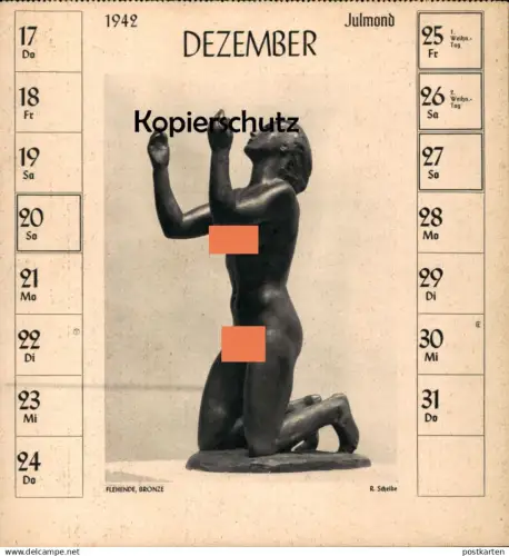 ALTE POSTKARTE RICHARD SCHEIBE FLEHENDE BRONZE FRAUENAKT 1942 DEUTSCHE PLASTIK Frau Brust Bildhauer sculpteur postcard