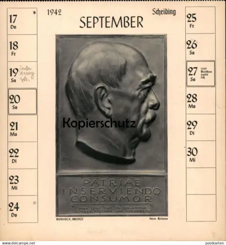 ALTE POSTKARTE HERMANN HOSAEUS 1942 BÜSTE OTTO VON BISMARCK BRONZE DEUTSCHE PLASTIK Bildhauer sculpteur sculptor AK cpa