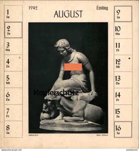 ALTE POSTKARTE HERMANN HOSAEUS GENOVEVA DEUTSCHE PLASTIK 1942 Bildhauer sculpteur sculptor nude Ansichtskarte