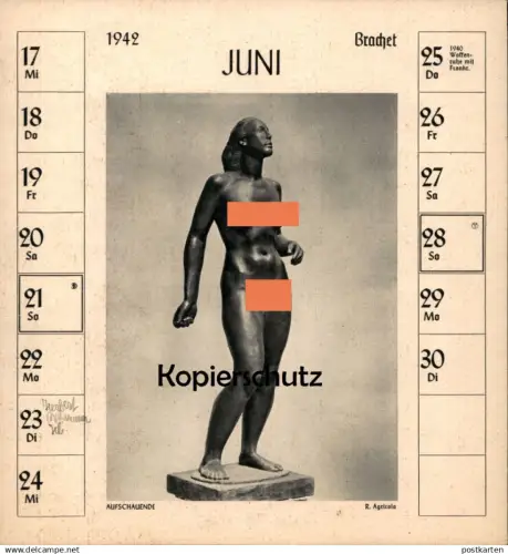 ALTE POSTKARTE RUDOLF AGRICOLA AUFSCHAUENDE 1942 DEUTSCHE PLASTIK Frauenakt Bildhauer sculpteur nude woman postcard cpa