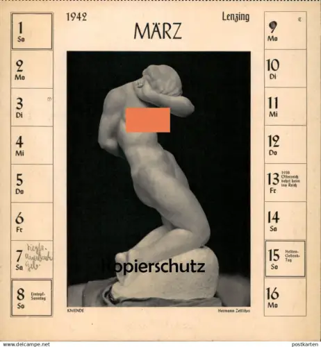 ALTE POSTKARTE HERMANN ZETTLITZER KNIEENDE 1942 DEUTSCHE PLASTIK Frau Brust Bildhauer Frauenakt sculptor postcard cpa AK