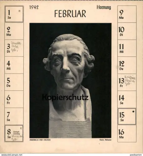 ALTE POSTKARTE HERMANN HOSAEUS 1942 BÜSTE FRIEDRICH DER GROSSE DEUTSCHE PLASTIK Bildhauer sculpteur sculptor postcard AK