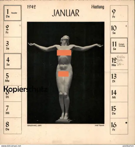 ALTE POSTKARTE JOSEF THORAK FRAUENAKT GIPS 1942 DEUTSCHE PLASTIK Frau Brust Bildhauer sculpteur sculptor postcard cpa AK