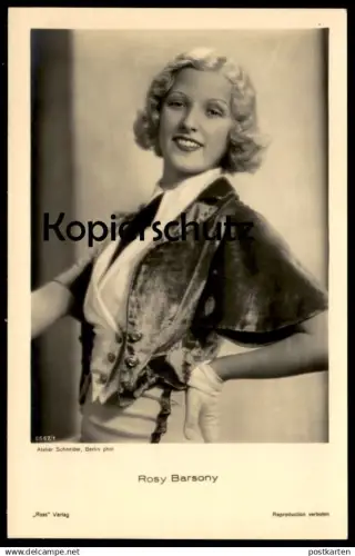 ALTE POSTKARTE ROSY BARSONY FILM-SCHAUSPIELERIN ROSS VERLAG ATELIER SCHNEIDER BERLIN Ansichtskarte AK postcard cpa