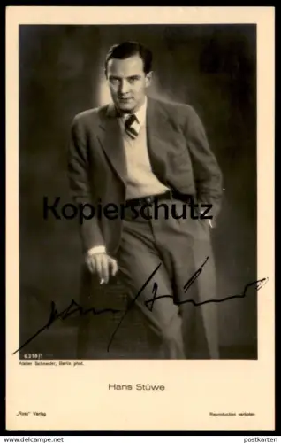 ALTE POSTKARTE HANS STÜWE AUTOGRAMM FILM-SCHAUSPIELER ATELIER SCHNEIDER BERLIN ROSS VERLAG actor acteur AK cpa postcard