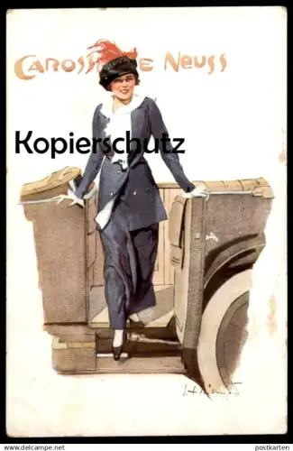 ALTE POSTKARTE JOS. NEUSS CAROSSERIE DAME HUT LUXUS-KAROSSERIEN BERLIN HALENSEE Ansichtskarte postcard cpa AK