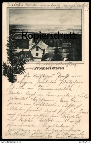 ALTE POSTKARTE FROGNERSAETEREN OSLO 1896 Frogneseteren Frognesaetra Norway Norge cpa postcard AK Ansichtskarte
