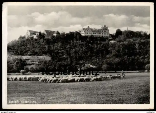 ALTE POSTKARTE QUERFURT SCHLOSS VITZENBURG SCHAFE SCHAF SCHÄFER MIT HÜTEHUNDEN castle Ansichtskarte AK cpa postcard