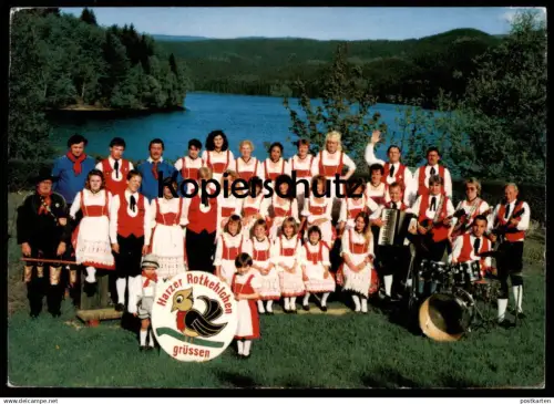ÄLTERE POSTKARTE DIE ORIGINAL HARZER ROTKEHLCHEN RIEFENSBEEK OSTERODE HARZ SBRISNY GUSE CHOR MUSIK HARZ AUTOGRAMM AK cpa