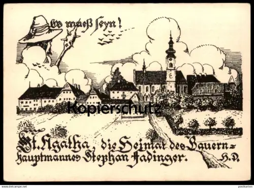 ALTE KÜNSTLER POSTKARTE PEUERBACH ST. AGATHA BAUERNHAUPTMANN STEPHAN FADINGER HANS DOBLMAYER Österreich Austria postcard