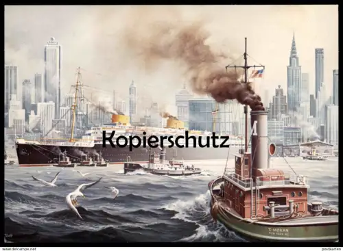 ÄLTERE KÜNSTLER POSTKARTE DAMPFER EUROPA NEW YORK BAUJAHR 1930 LIBERTÉ MALER GÜNTHER TODT Schiff ship cpa postcard