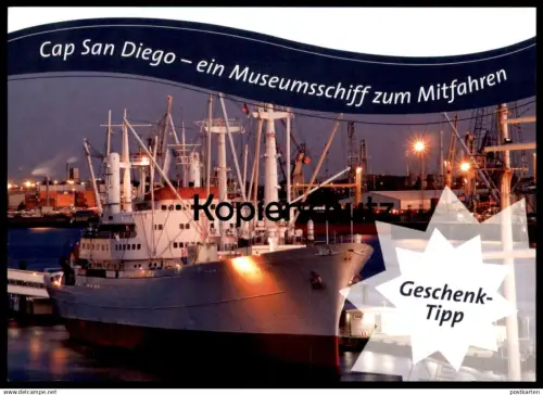 ÄLTERE POSTKARTE MS CAP SAN DIEGO FRACHTSCHIFF HAMBURG HAMBURGER MUSEUMSSCHIFF Schiff cargo ship postcard cpa AK