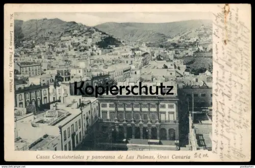 ALTE POSTKARTE LAS PALMAS GRAN CANARIA CASAS CONSISTORIALES Y PANORAMA Islas Canarias AK cpa postcard Ansichtskarte