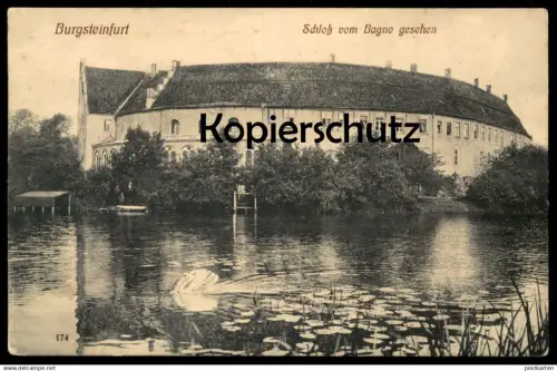 ALTE POSTKARTE BURGSTEINFURT SCHLOSS VOM BAGNO GESEHEN SCHWAN SEEROSEN castle chateau Steinfurt Ansichtskarte postcard