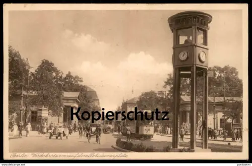 ALTE POSTKARTE BERLIN VERKEHRSTURM AUF DEM POTSDAMERPLATZ AUTO STRASSENBAHN 4735 POTSDAMER PLATZ Tram car cpa postcard