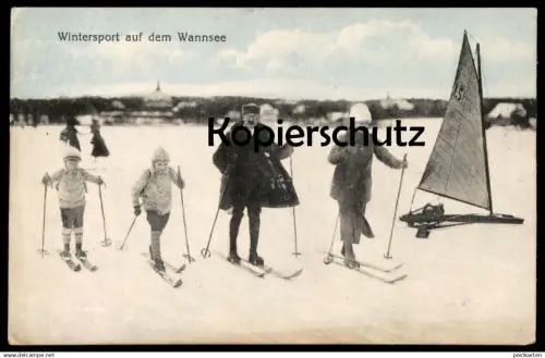 ALTE POSTKARTE BERLIN WINTERSPORT AUF DEM WANNSEE LANGLAUF SKILAUFEN faire du ski cross-country skiing AK cpa postcard