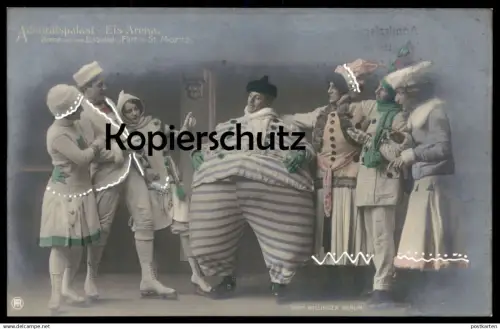 ALTE POSTKARTE BERLIN ADMIRALSPALAST EIS-ARENA SCENE AUS DEM EISBALLET FLIRT IN ST. MORITZ Ballett Eislaufen ice skating